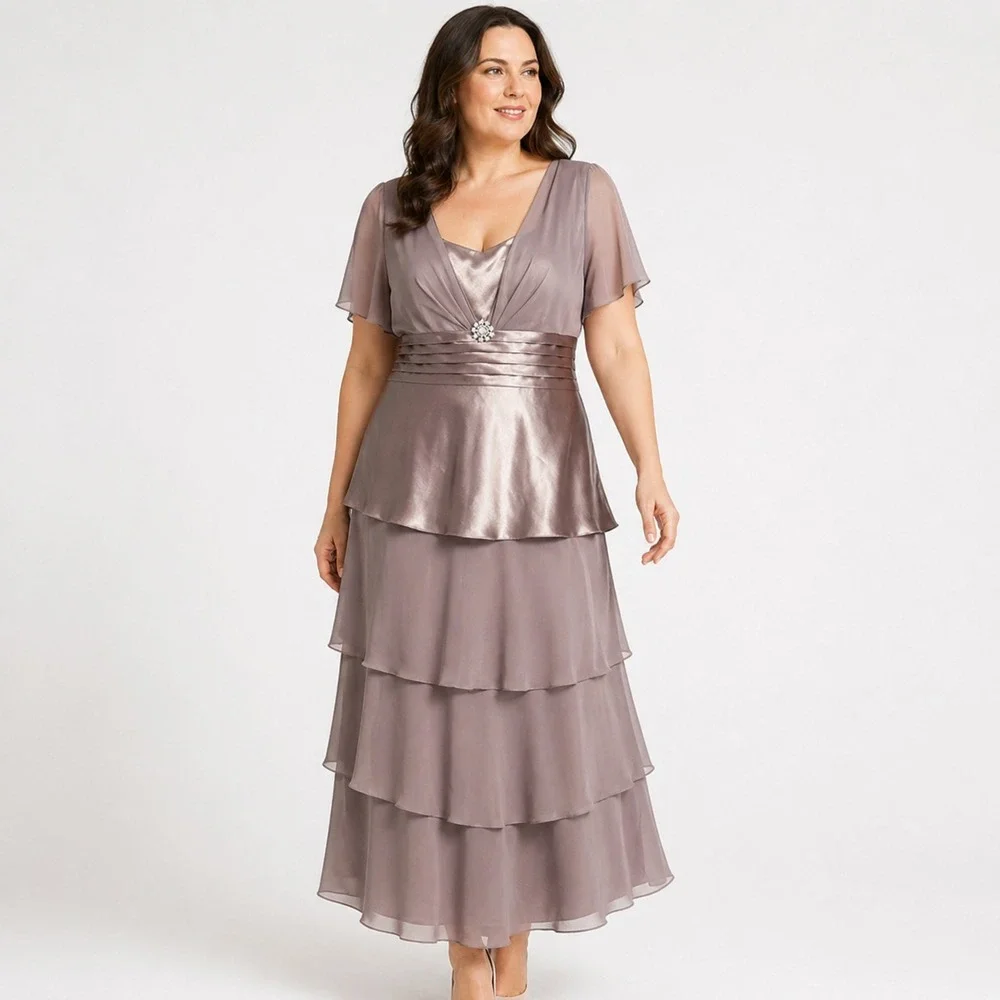 D'albert Dresses | D'albert Taupe Formal Dress Womens 16 Mother Bride Tiered Satin Flutter Sleeve | Color: Brown | Size: 16 | Bbmblessed's Closet D'albert Dresses | D'albert Taupe Formal Dress Womens 16 Mother Bride Tiered Satin Flutter Sleeve | Color: Brown | Size: 16 | Bbmblessed's Closet